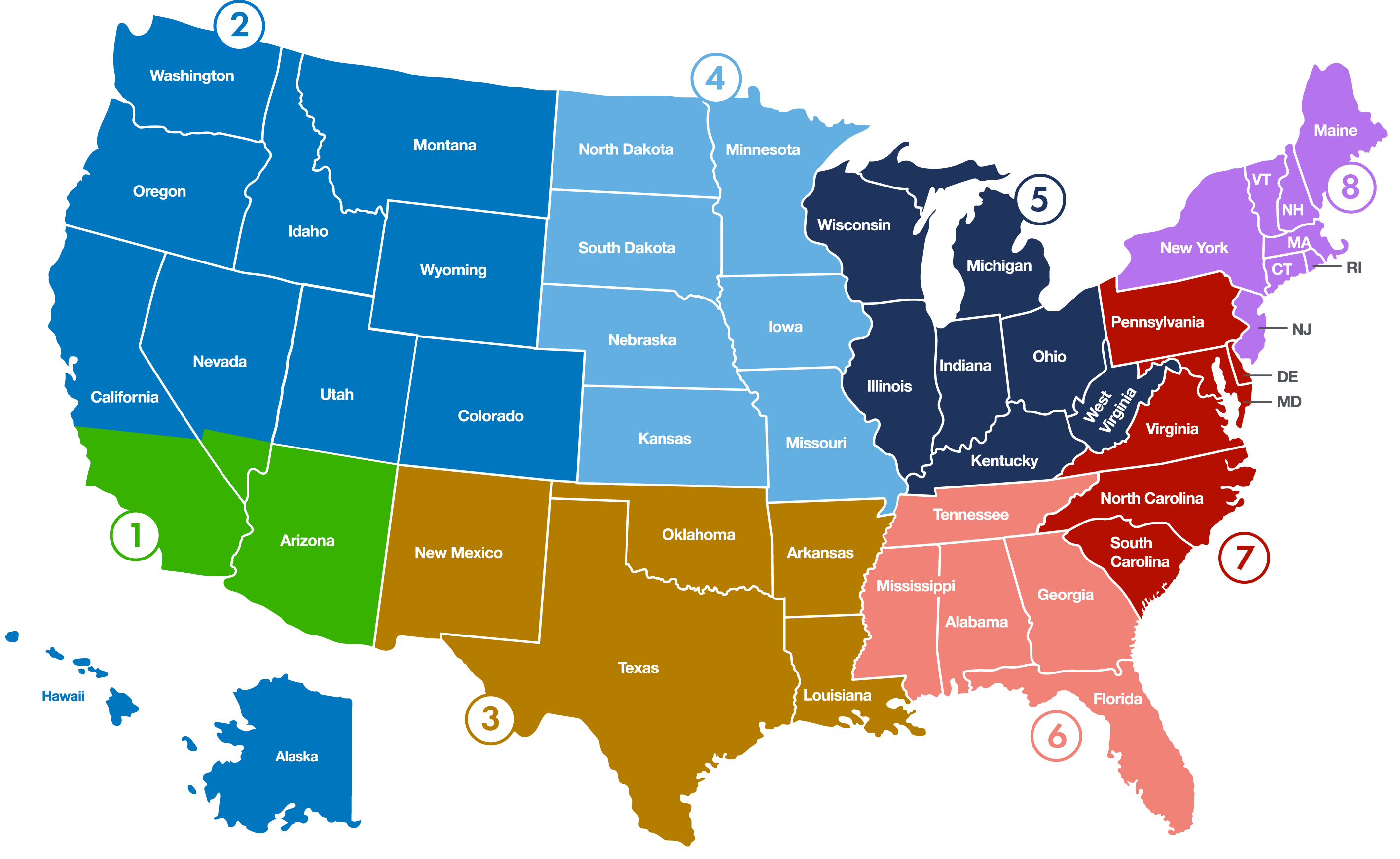 Regional Team Map of the US