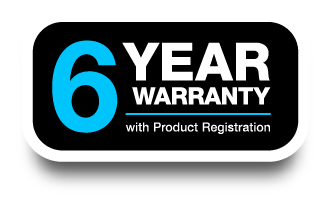 6 year Warranty With Product Registration badge