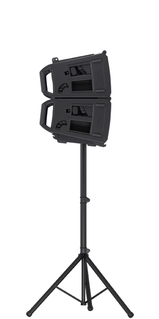 Image of two QSC line arrays on a stand