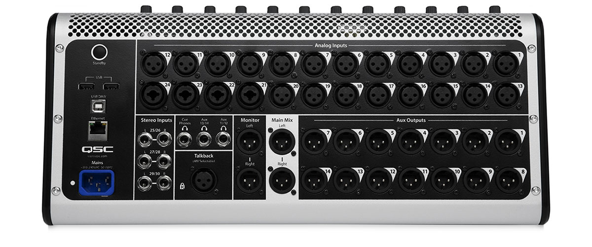 hero view of the TouchMix-30 pro Back ports