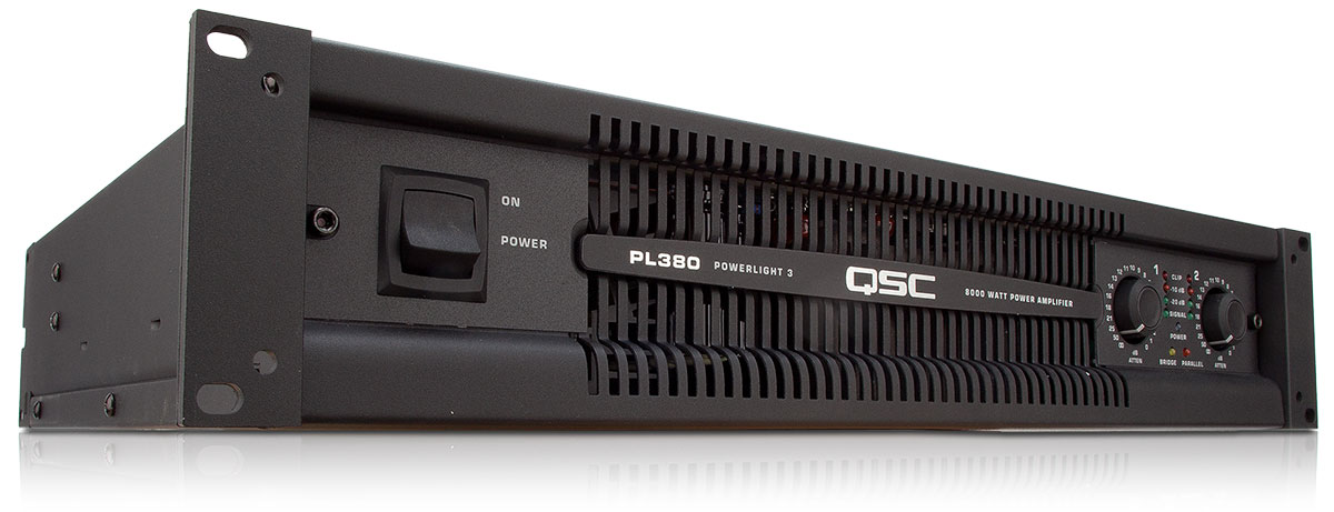 Front Right Angle Image of the PL 380 amplifier