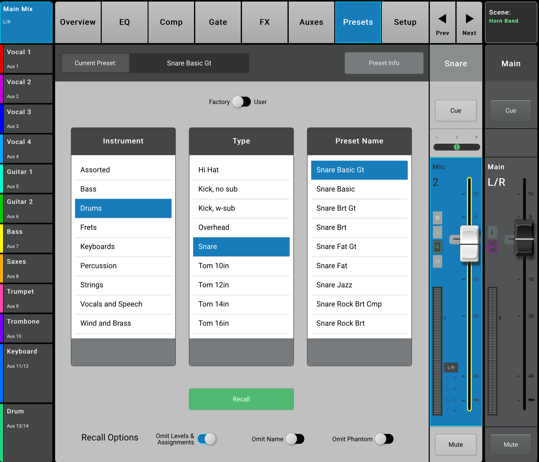 Presets for the TouchMix-30 Pro