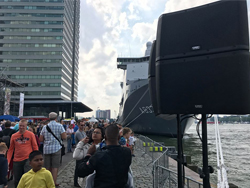 QSC pole mounted loudspeakers at Rotterdam Port