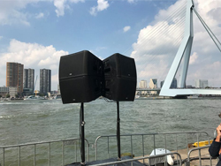 QSC pole mounted loudspeakers at Rotterdam Port