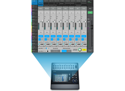 Illustration of the automatic microphone mixing on the QSC TouchMix-30 Pro 