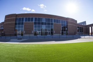 Exterior view of the Pioneer Arena during the day