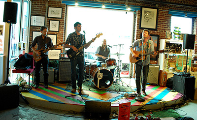 The Lonesome Heroes performing at a gig
