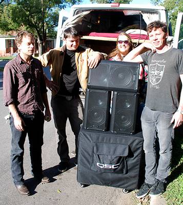 The Lonesome Heroes with their QSC equipment