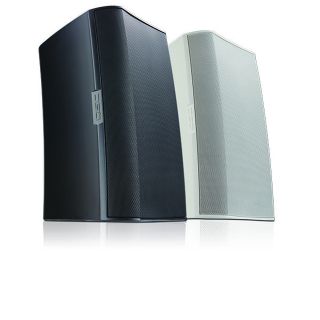 Two QSC AD-S112sw surface-mount loudspeakers