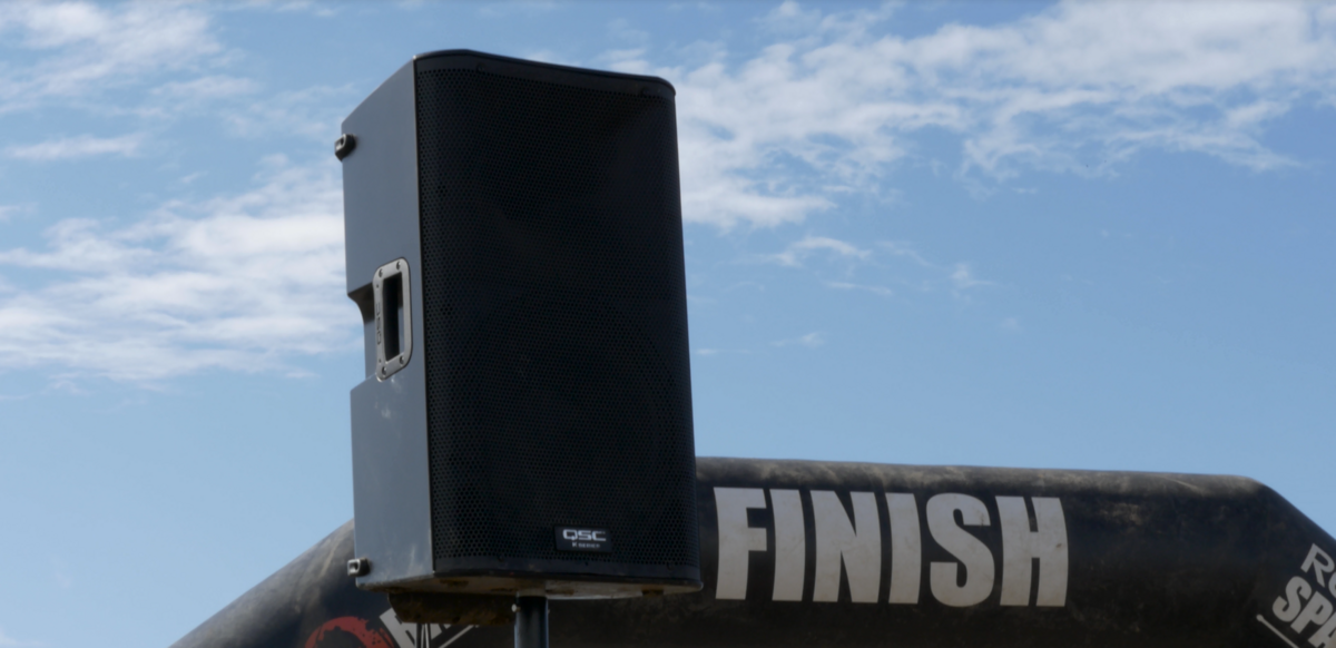 QSC Speaker mounted at the finish line of the Reebok Spartan Race